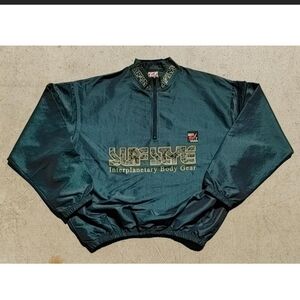 Vintage 90s Surf Style Iridescent Green Windbreaker Pullover OSFA